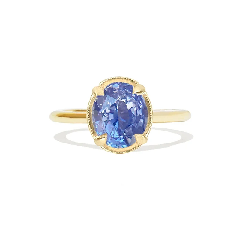 statement rings for women -Oval Blue Sapphire Solitaire Ring