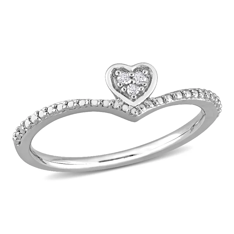 sapphire rings for women -Miadora Diamond Accent Heart Promise Ring in Sterling Silver