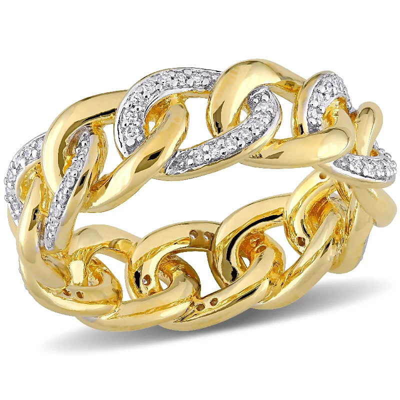 oval rings for women -Miadora 1/4ct TDW Diamond Link Ring in Yellow Silver