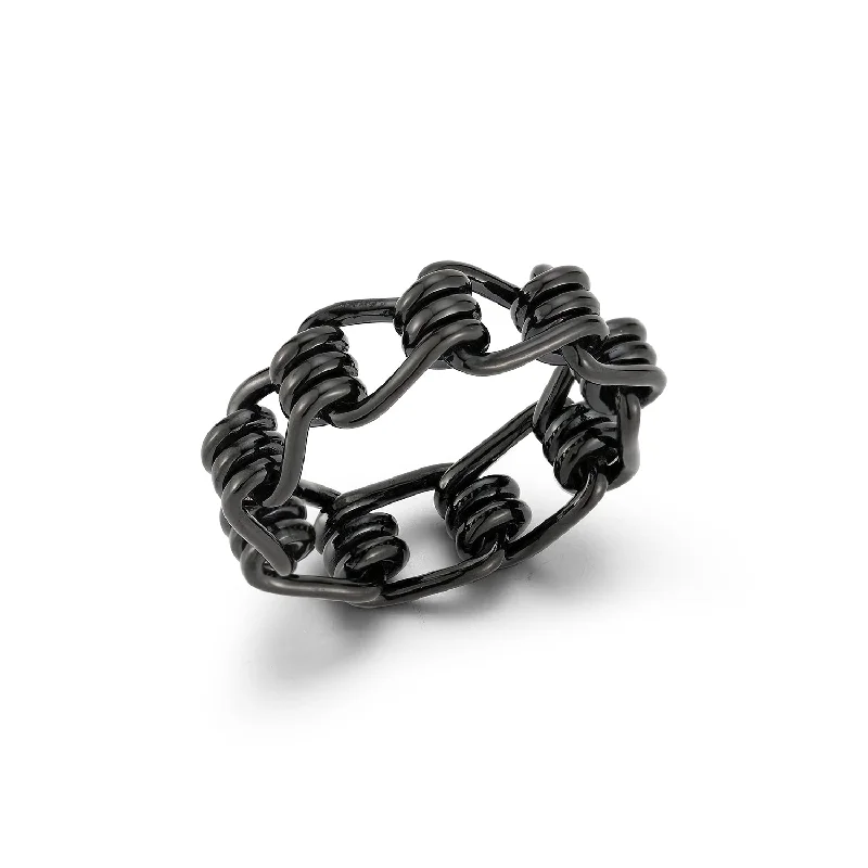 statement rings for women -HUXLEY BLACK STERLING SILVER COIL LINK RING