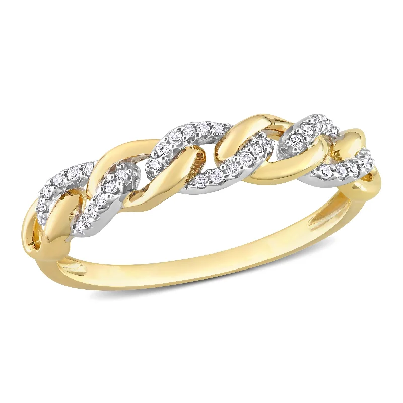 art deco rings for women -Miadora 1/10ct TDW Diamond Link Ring in 10k Yellow Gold