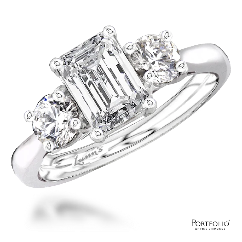 Three Stone 0.70ct G VS2 Diamond Platinum Ring