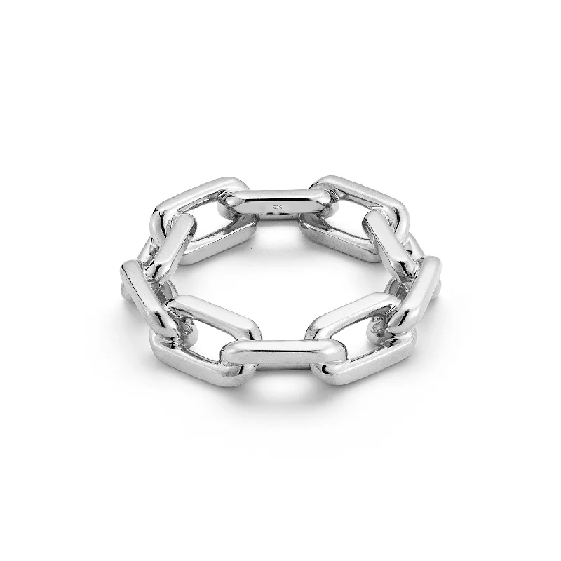 wedding bands for women -SAXON MEN'S STERLING SILVER LARGE CHAIN LINK RING