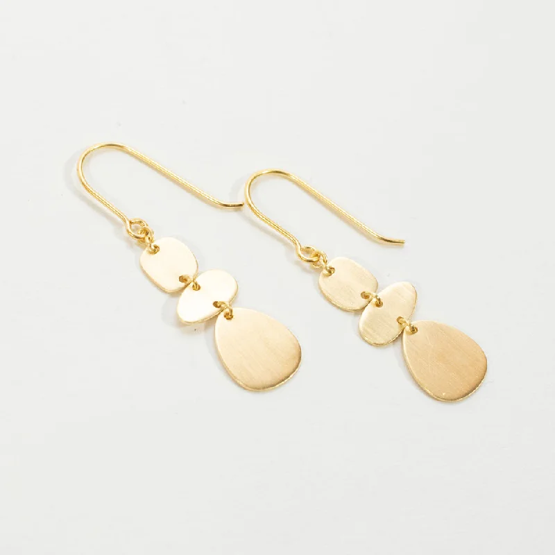 silver hoop earrings for women -Brushed Gold Vermeil Organic Shapes Earrings