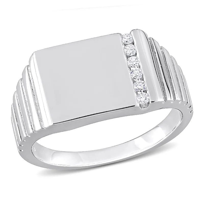 promise rings for women -Miadora 1/10 CT TDW Diamond Mens Ring in Sterling Silver