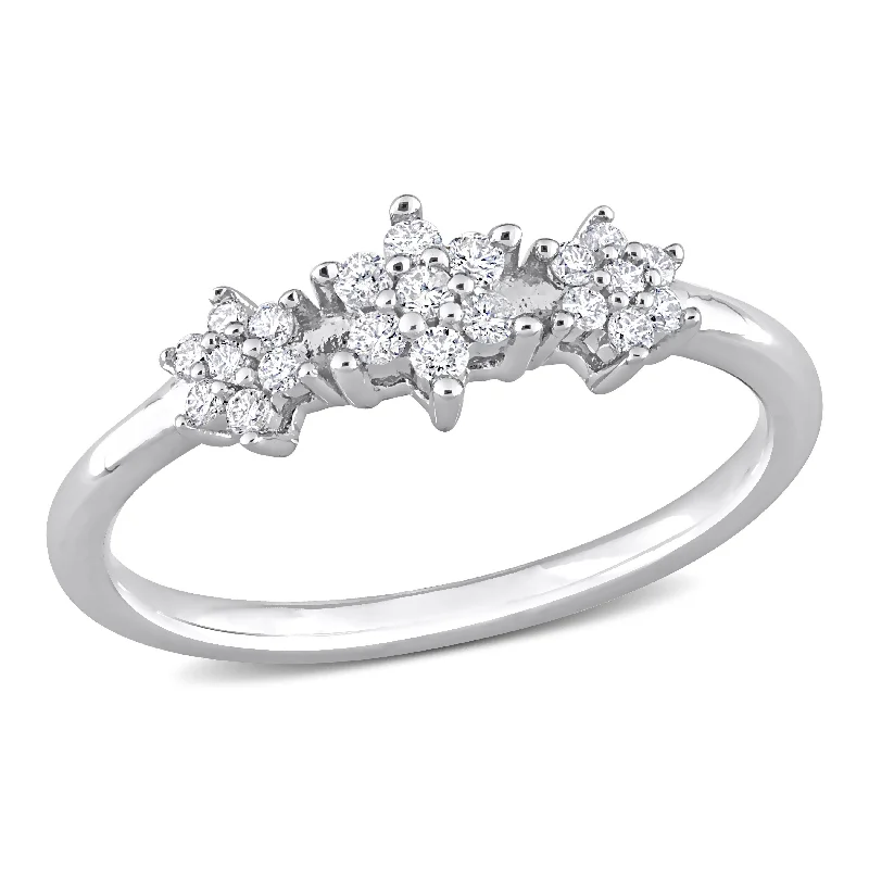 art deco rings for women -Miadora 1/5ct TDW Diamond Floral Ring in Sterling Silver