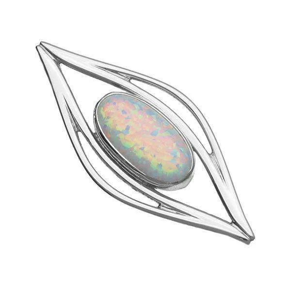 bridal brooches for women -Sterling Silver White Opal Brooch-SB148