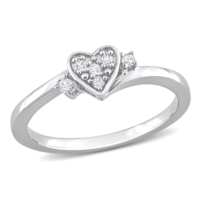 sapphire rings for women -Miadora 1/10ct TDW Diamond Heart Ring in Sterling Silver