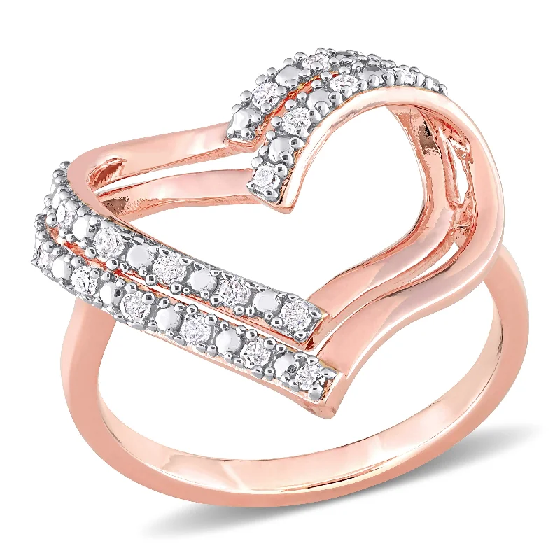 solitaire rings for women -Miadora 1/5ct TDW Diamond Open Heart Ring in Rose Silver