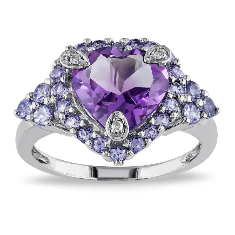 personalized rings for women -Miadora 10k Gold Amethyst and Tanzanite Ring