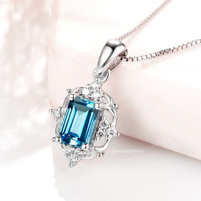 choker necklaces for women -Claire Natural London Blue Topaz Necklace- Sterling Silver