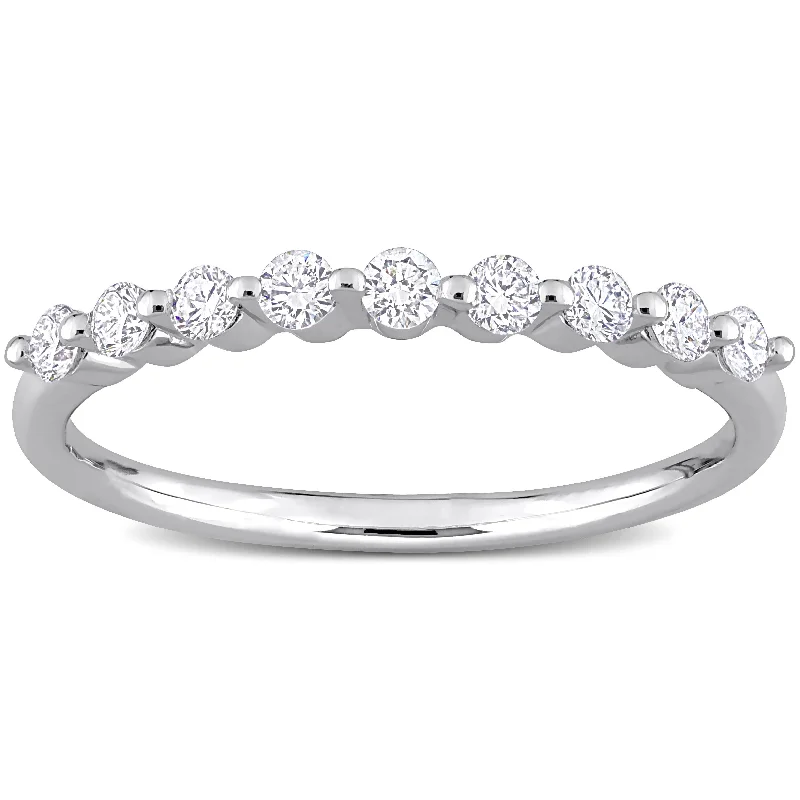 gold wedding bands for women -Created Forever 1/3ct TDW Lab-Grown Diamond Semi-Eternity Ring in Platinum Silver