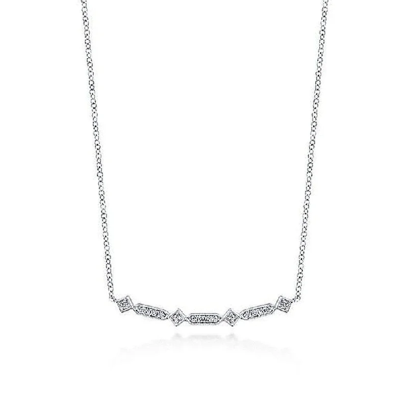 sterling silver necklaces for women -Deco Diamond Bar Necklace