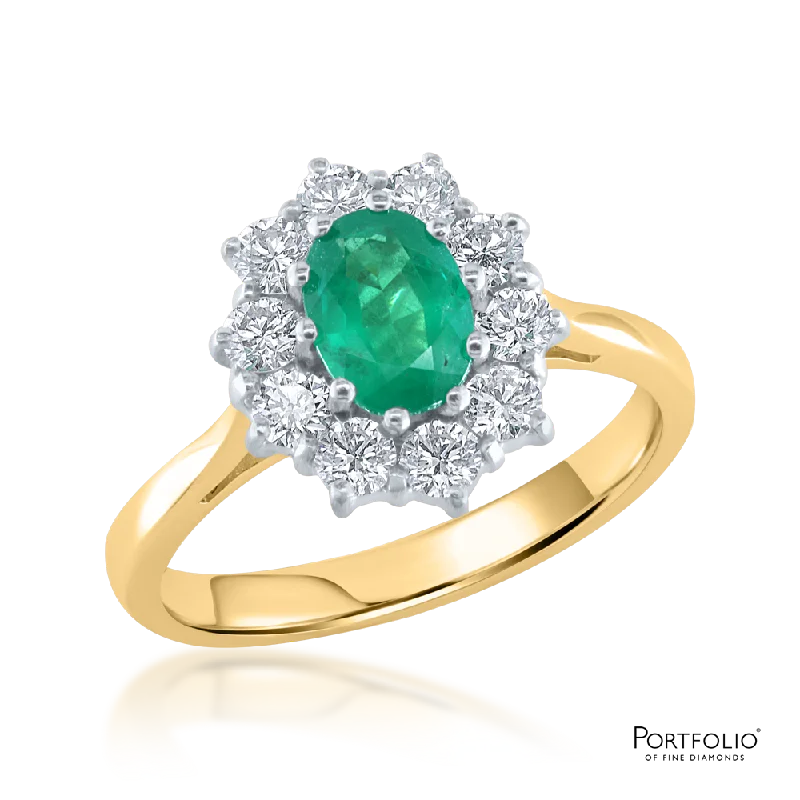 Cluster 0.51ct Emerald Yellow Gold Ring