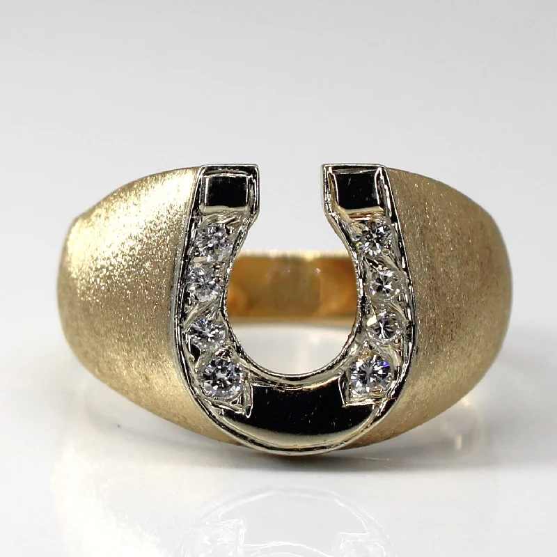 Diamond Horseshoe Design Gold Ring | 0.16ctw | SZ 9.25 |