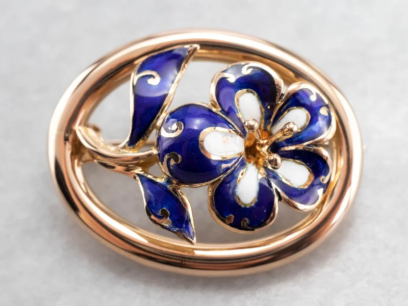 elegant brooches for women -Gold Mid Century Enamel Flower Brooch