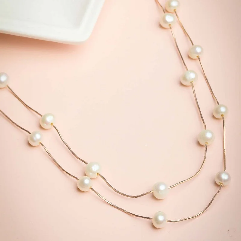 layered gold necklaces for women -Pearl me Up Rose Gold 925 Silver Necklace