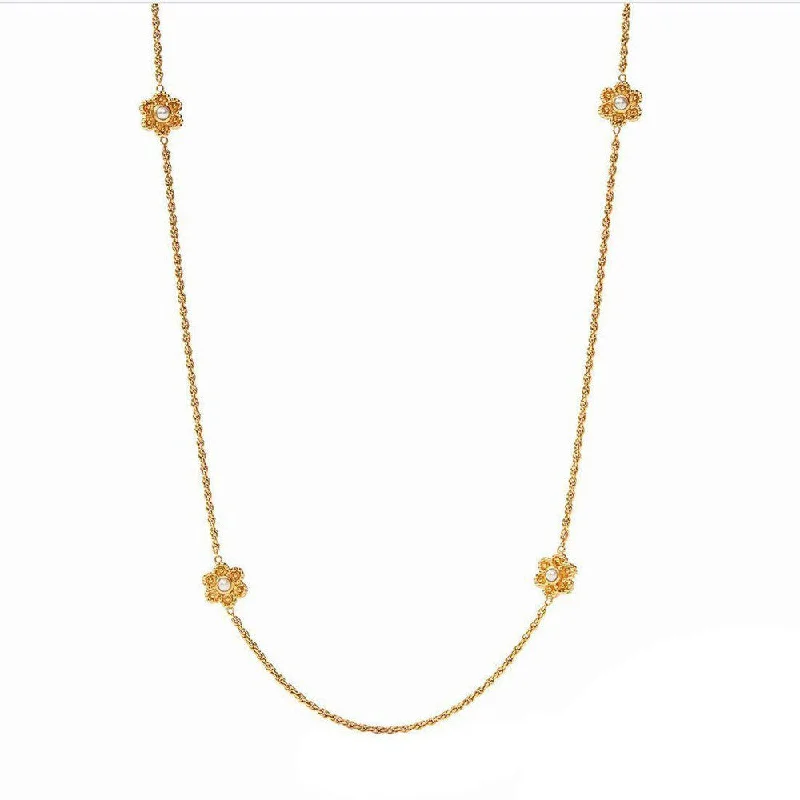 luxury wedding necklaces for women -Colette Pearl Station Necklace