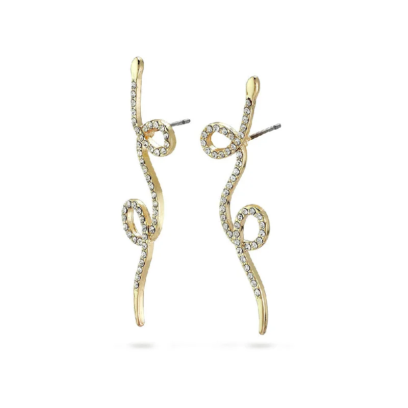 handmade earrings for women -Ebba Gold Plated Crystal Snake Studs