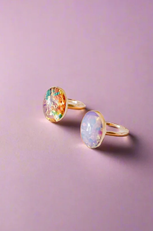 wedding rings for women -Harlequin Opal Ring (Vintage)