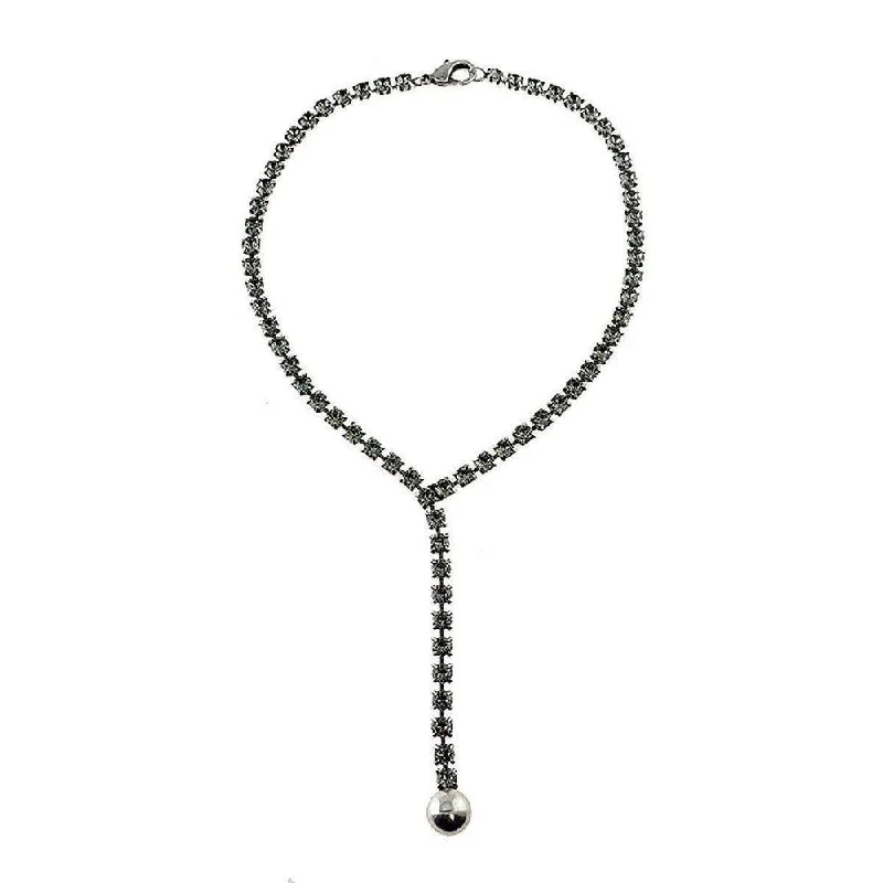 engraved necklaces for women -Silver and Black Diamond Crystal Necklace