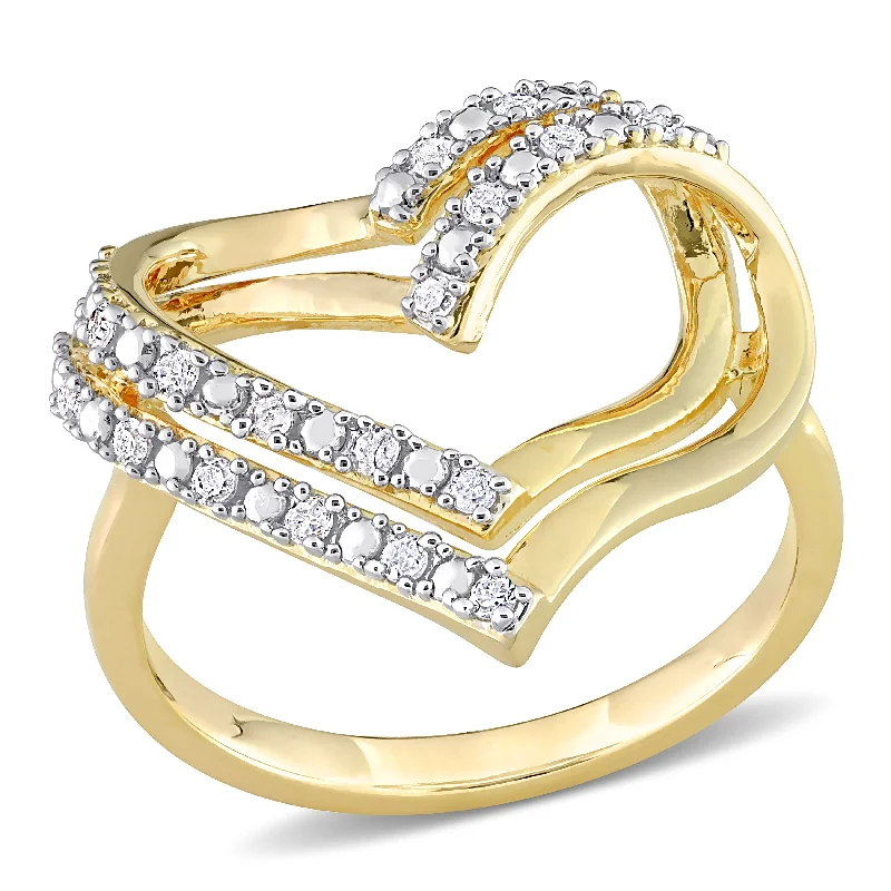 oval rings for women -Miadora 1/5ct TDW Diamond Open Heart Ring in Yellow Silver