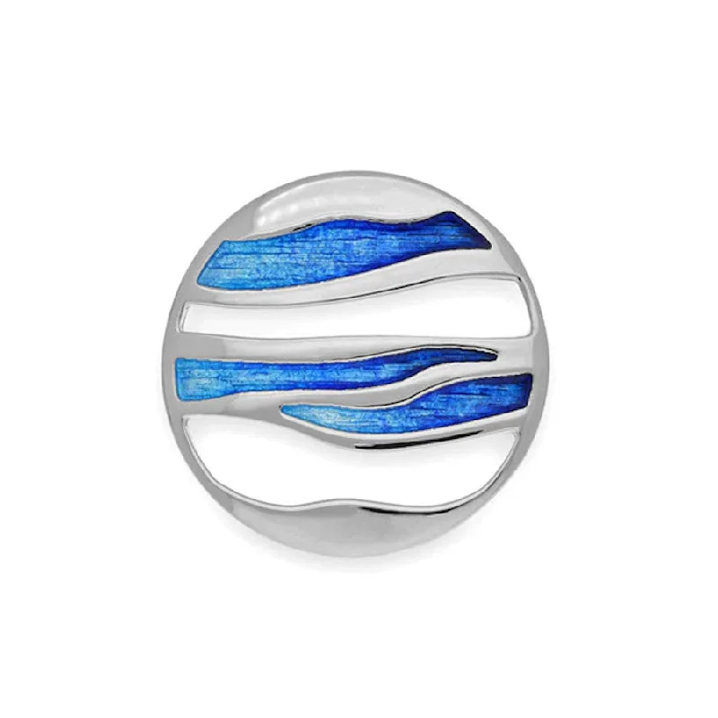 crystal brooches for dresses -Orbit Sterling Silver and Enamel Brooch - EB85