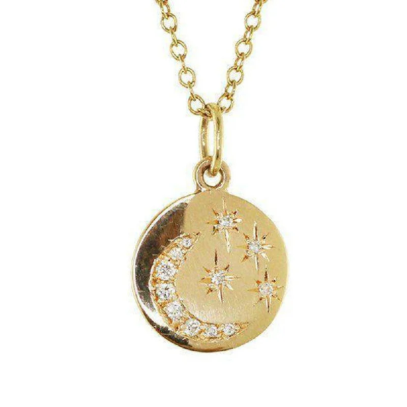 bridal necklaces for women -Star and Moon Mini Disc Necklace