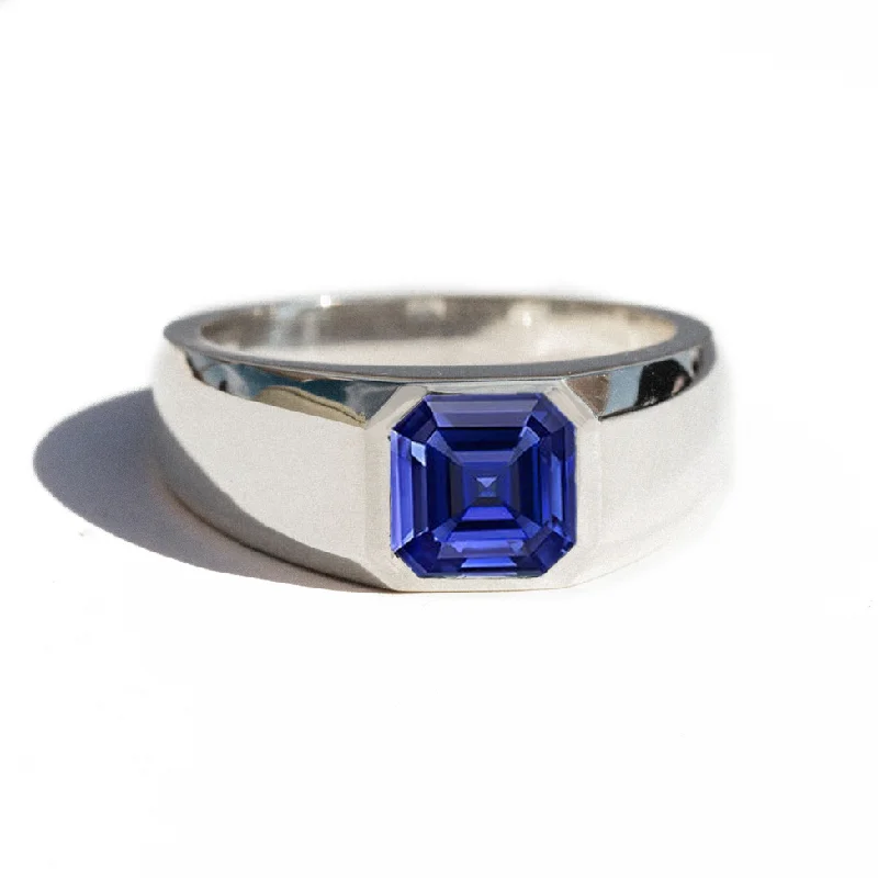 unique rings for women -Asscher Cut Sapphire Signet Ring