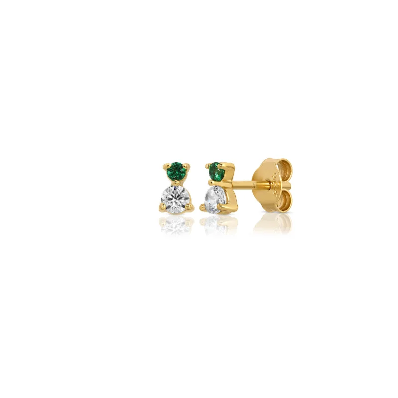 gold earrings for women -Dawn Emerald Studs