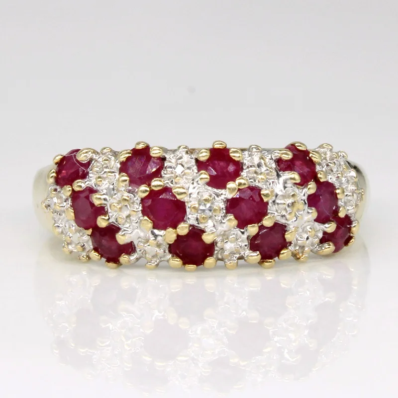 Ruby & Diamond Cluster Ring | 0.96ctw, 0.01ct | SZ 9 |