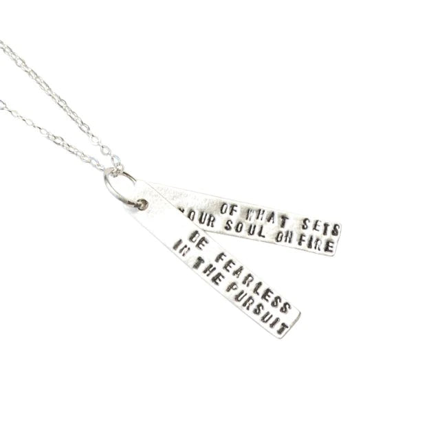 elegant pearl necklaces for women -Be Fearless Quote Necklace