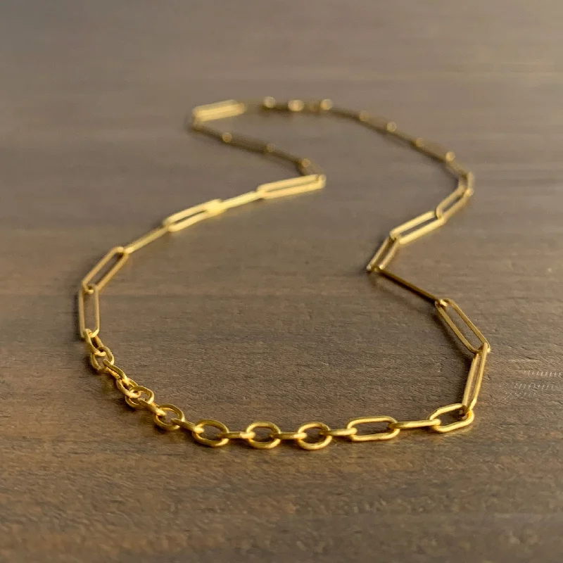 women's silver necklaces -Handmade 22k Gold Lightweight Link Chain