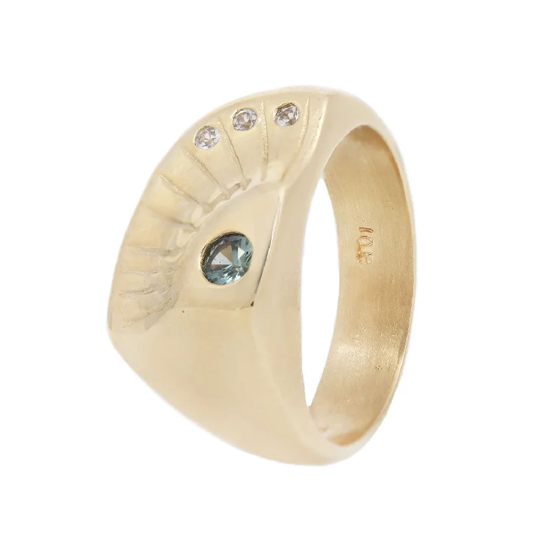 pearl rings for women -RAE RING / SAPPHIRE & WHITE DIAMOND