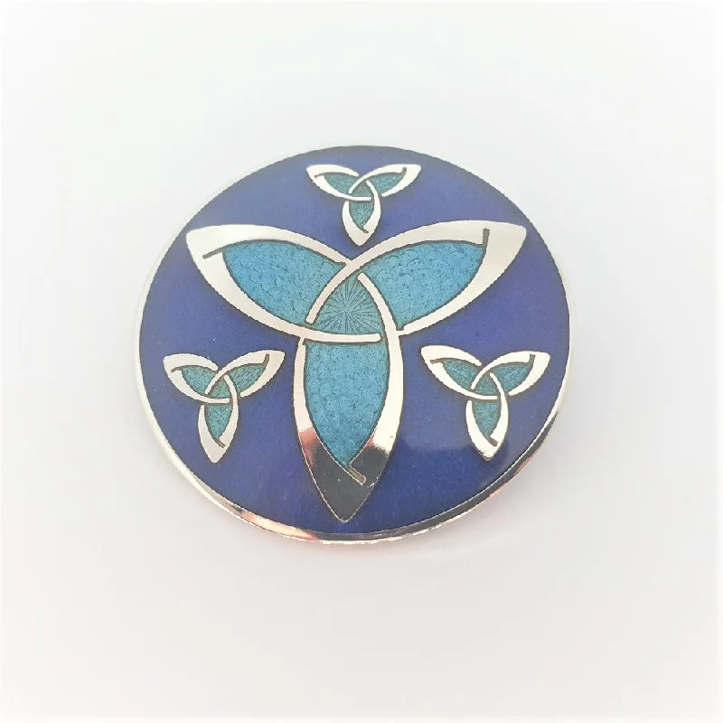 luxury brooches for evening wear -Sea Gems Triquertra Celtic Brooch - 7597