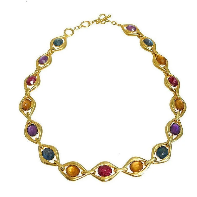 stylish necklaces for women -Multi Stone Link Necklace