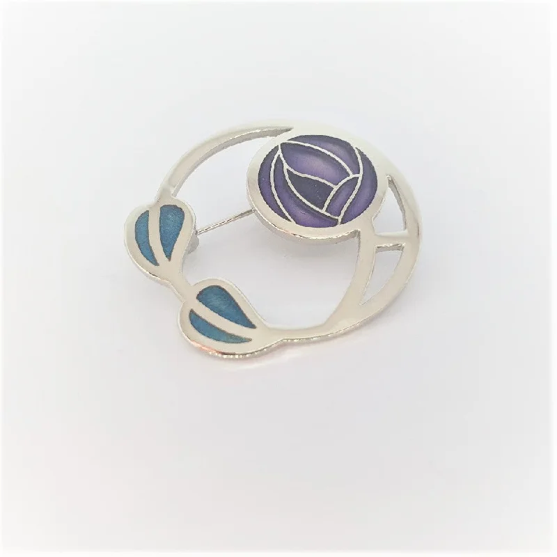 silk brooches for women -Sea Gems Purple and Green Enamel Small Mackintosh Brooch - 7682