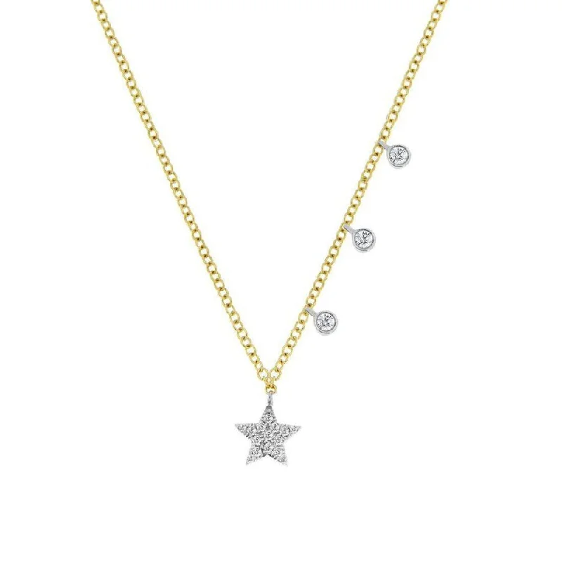 handmade necklaces for women -Essential Star Necklace with Diamond Bezels in Yellow Gold