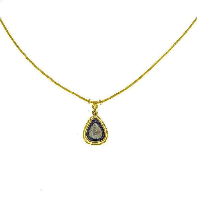 engraved necklaces for women -Ara 24k Gold Single Strand Necklace with Diamond