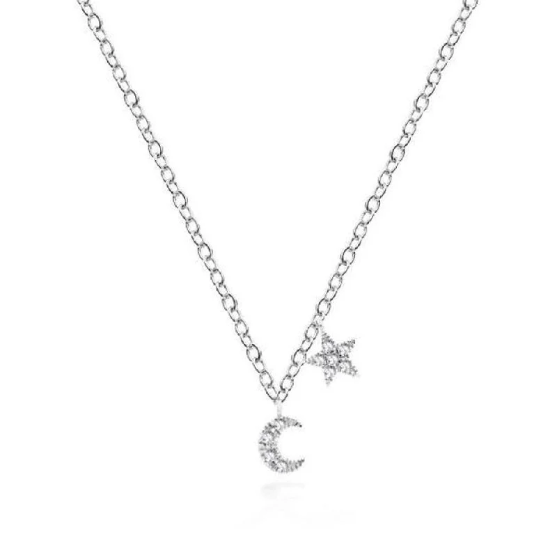 zodiac necklaces for women -Mini Moon and Star Necklace