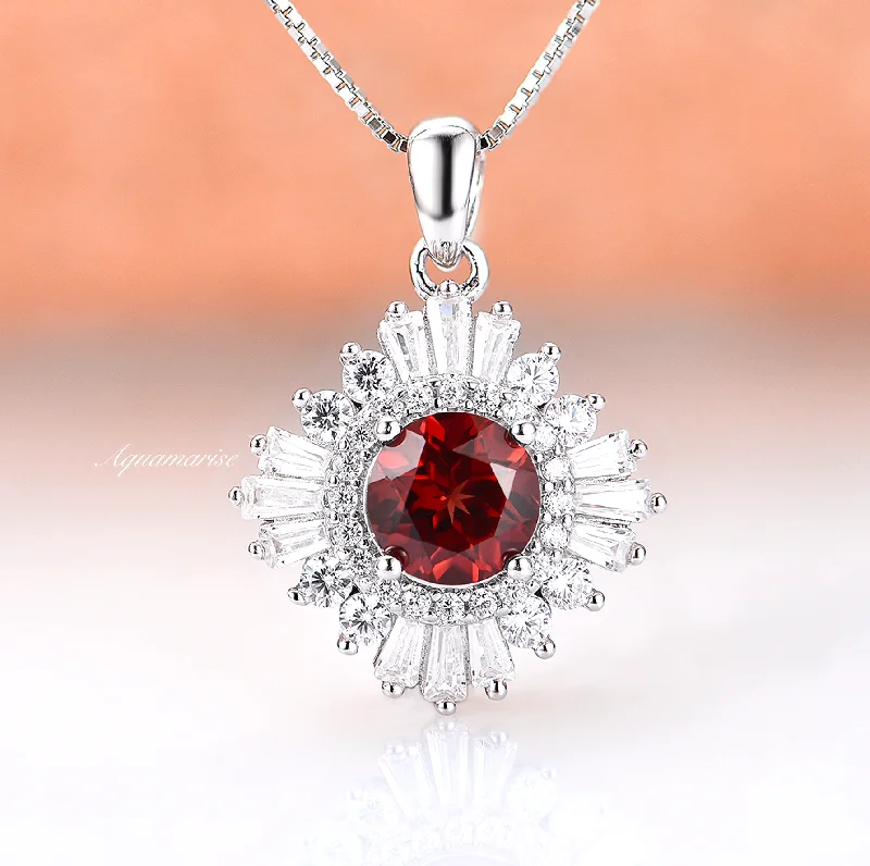 elegant necklaces for women -Joelle Garnet Necklace- Sterling Silver