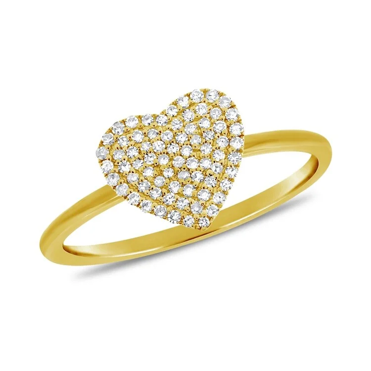 statement rings for women -Joelle 1/10 ct. Pave Diamond Heart Ring 14k Gold