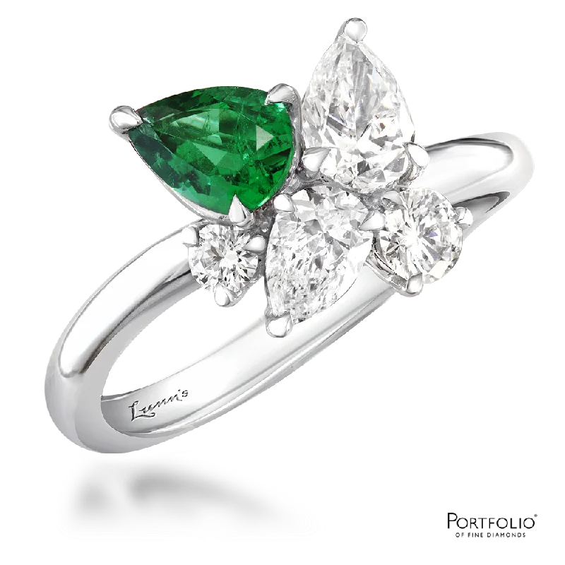 Five Stone 0.53ct Emerald White Gold Ring