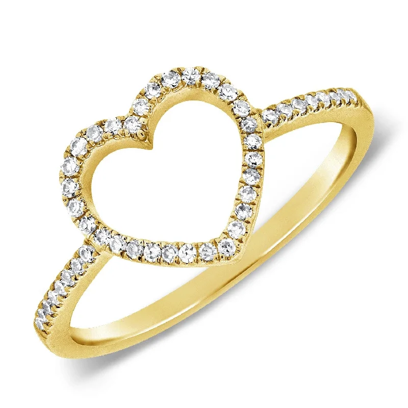 silver rings for women -Joelle Diamond Pave 1/7 ct. t.w. Open Heart Ring 14k Gold