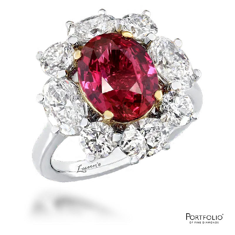 Cluster 3.45ct Ruby Platinum/Yellow Gold Ring