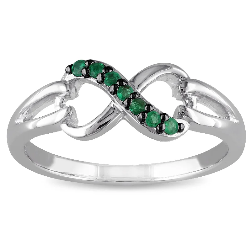 silver rings for women -Miadora Sterling Silver Emerald Infinity Promise Ring