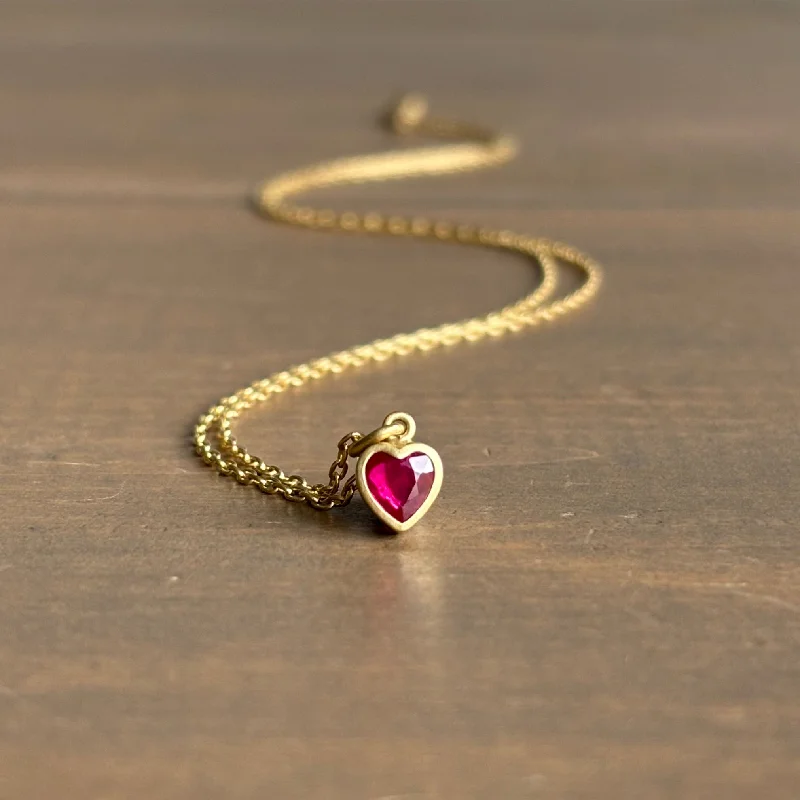 rose gold choker necklaces -Ruby Sweetheart Pendant