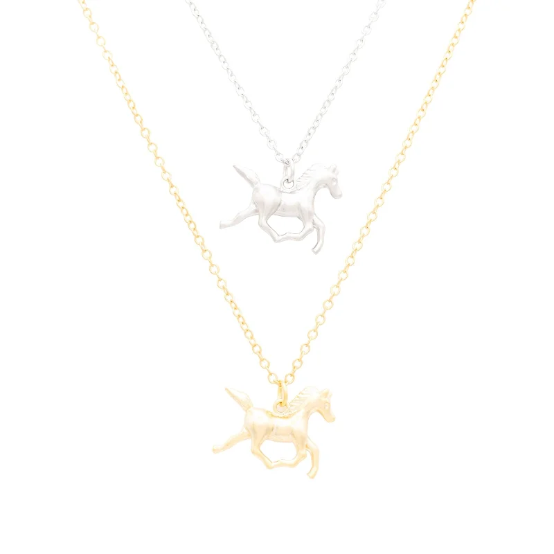 fashion necklaces for women -Running Horse Charm Necklace