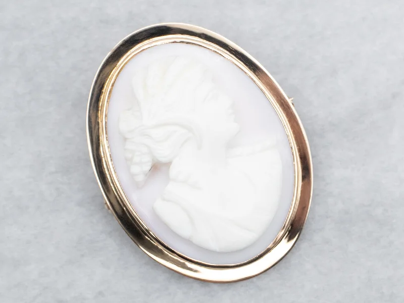 geometric brooches for women -Vintage Cameo Brooch with Simple Frame