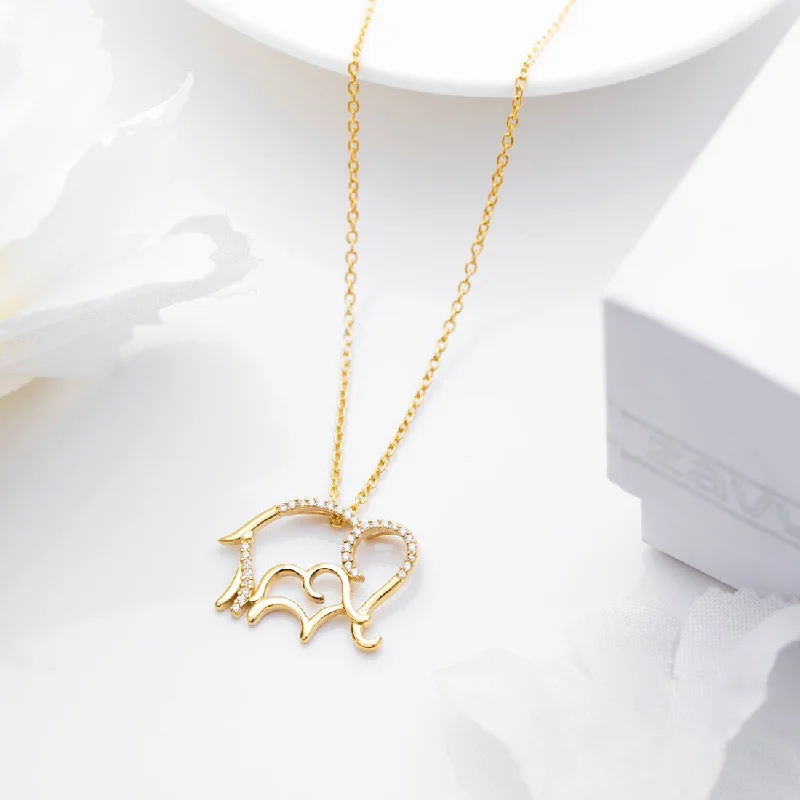 gold bar necklaces for women -Majestic Elephant Harmony Gold Plated 925 Sterling Silver Necklace Chain